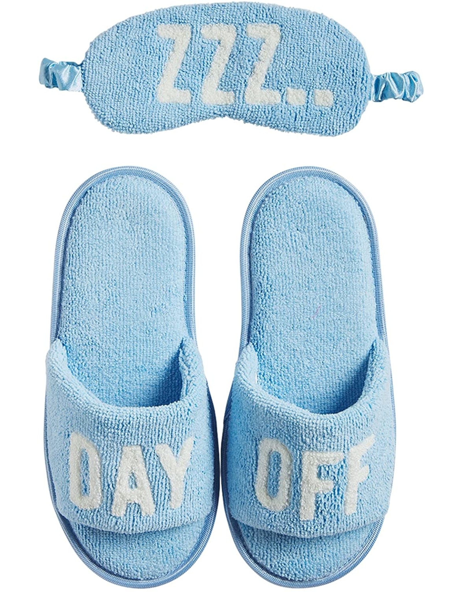 mud pie womens slippers and sleep mask set blue sm