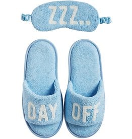 Mud Pie Womens Slippers And Sleep Mask Set Blue SM-MD