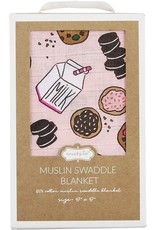 Mud Pie Baby Gifts Muslin Swaddle Blanket 47x47 | Pink Cookies
