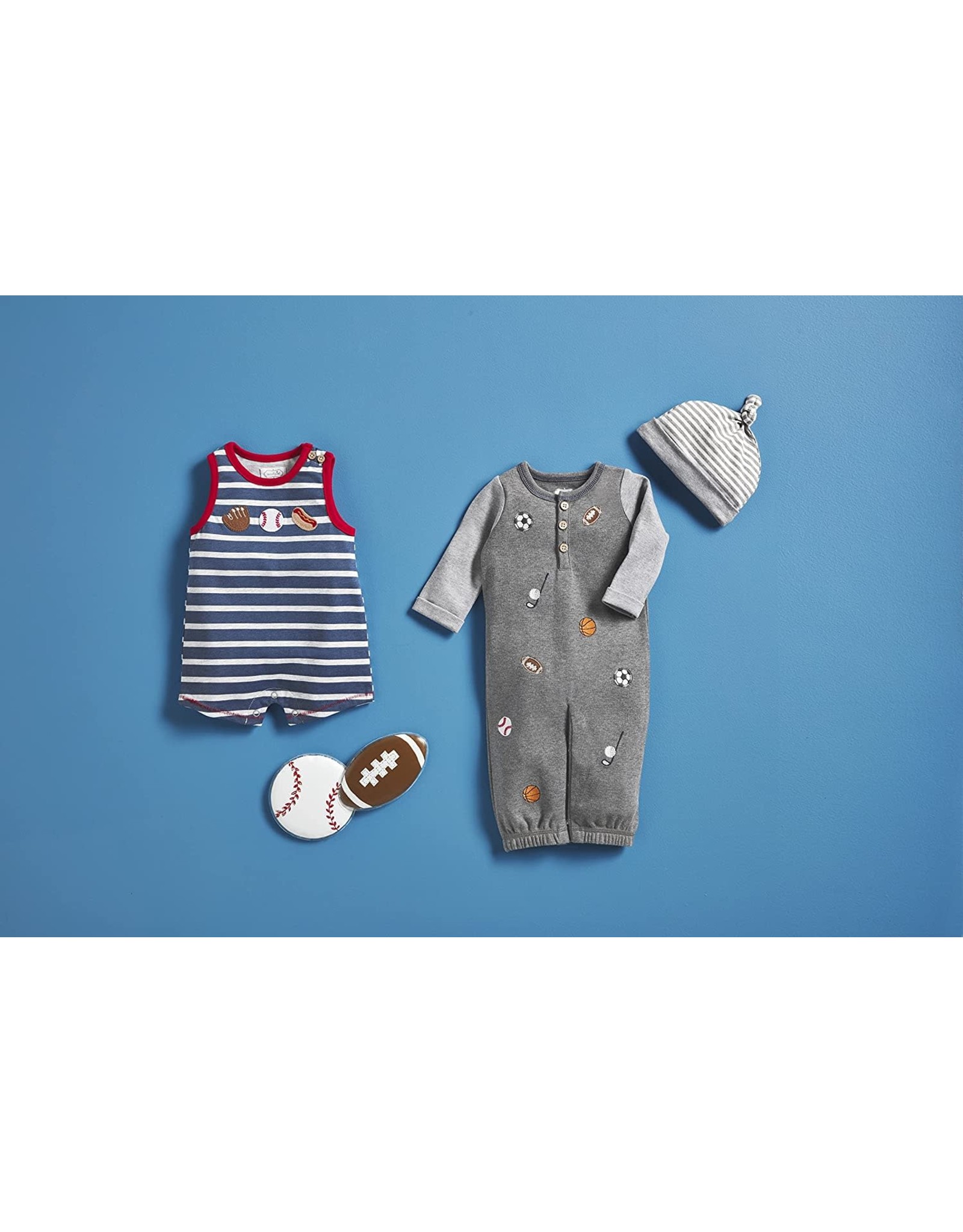Mud Pie Baby Gifts Sports Take-Me-Home Gown N Hat Set 0-3 Months