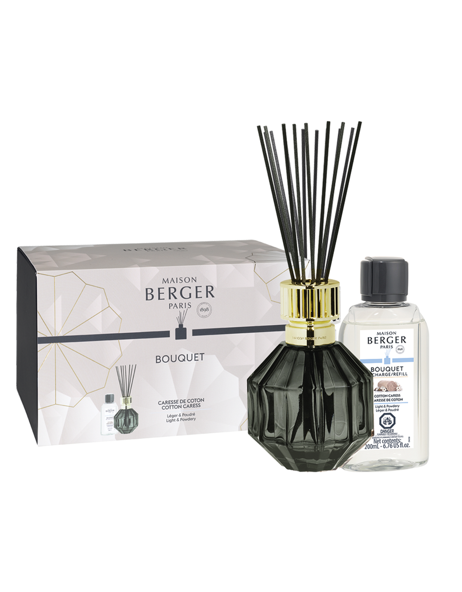 Maison Berger Bouquet Facette Black Reed Diffuser Set W Cotton Caress