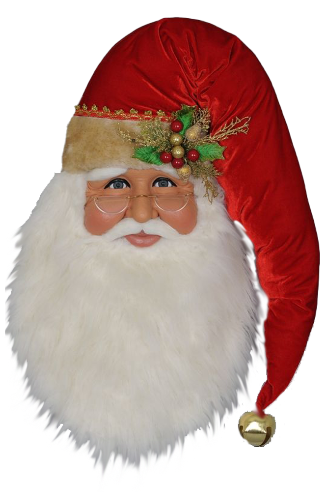 Karen Didion Traditional Santa Head Wall Door Hanger Decoration 18H