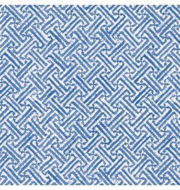 Caspari Gift Wrapping Paper 5ft Roll Fretwork Blue