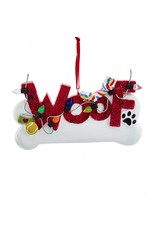 Kurt Adler WOOF Dog Ornament For Personalization