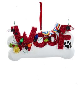 Kurt Adler WOOF Dog Ornament For Personalization