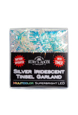 Kurt Adler Silver Iridescent Tinsel Garland 20L Bright LED Multicolor