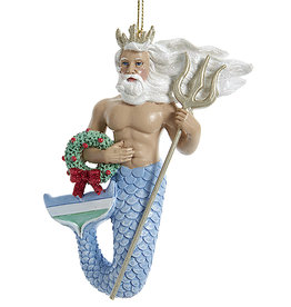Kurt Adler King Neptune Merman Ornament W Christmas Wreath