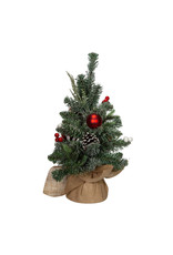 Kurt Adler UnLit Miniature Frosted Pine Tree W Burlap Base 18 Inch