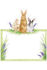 Caspari Easter Table Place Cards Tent Style 8pk Bunnies and Daffodils