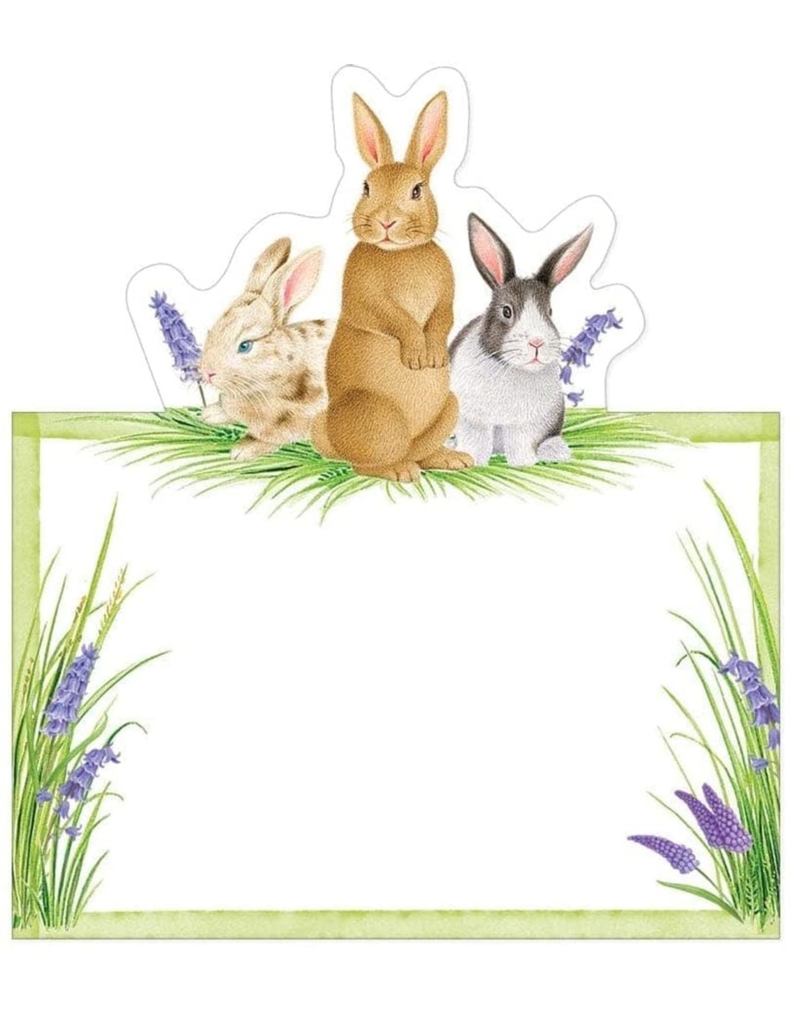 Caspari Easter Table Place Cards Tent Style 8pk Bunnies and Daffodils