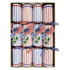 Caspari Celebration Crackers 8pk Flags N Hydrangeas July 4th Patriotic