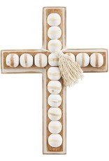 Mud Pie Beaded Wood Cross With Tassel 8.5 Inch