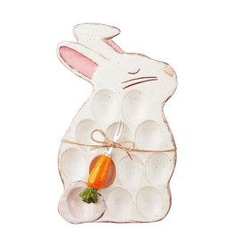 Mud Pie Easter Bunny Deviled Egg Tray Set With Carrot Handled Fork