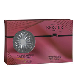 Maison Berger Car Diffuser Kit Vent Clip w Scent Black Angelica