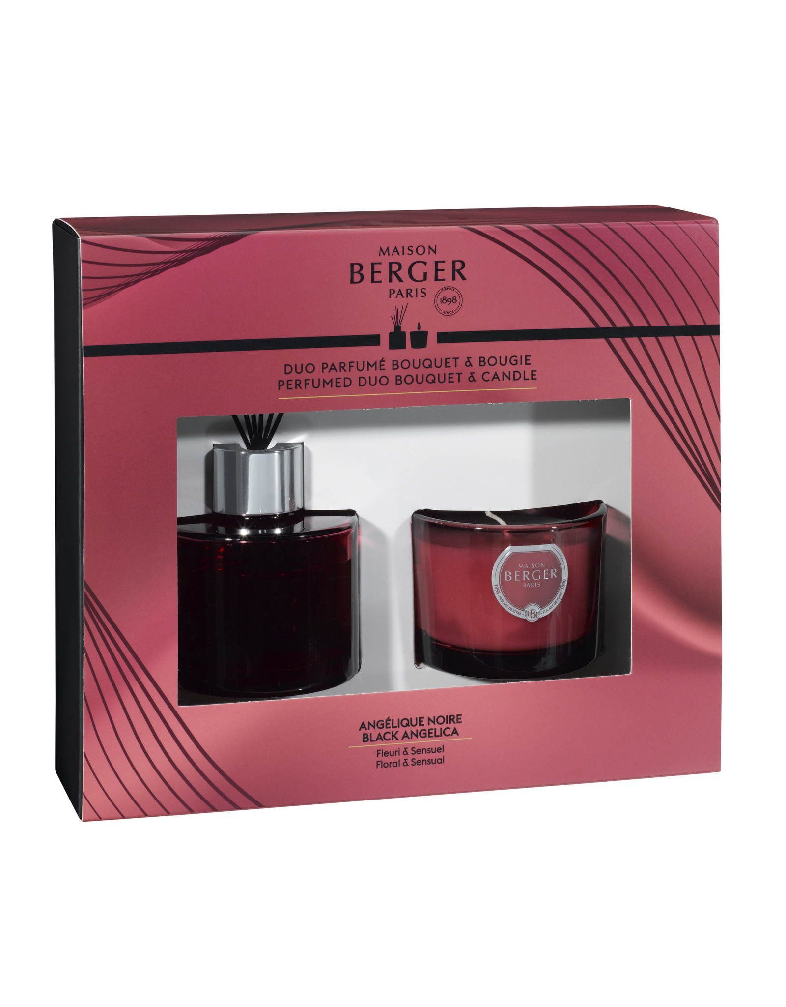 Maison Berger Bouquet Mini Reed Diffuser Candle Duo Black Angelica