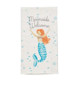 Mud Pie Embroidered Sequin Mermaid Hand Towel W Mermaids Welcome