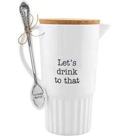 Mud Pie Lets Drink To That Melamine Pitcher With Spoon Set 58 Oz