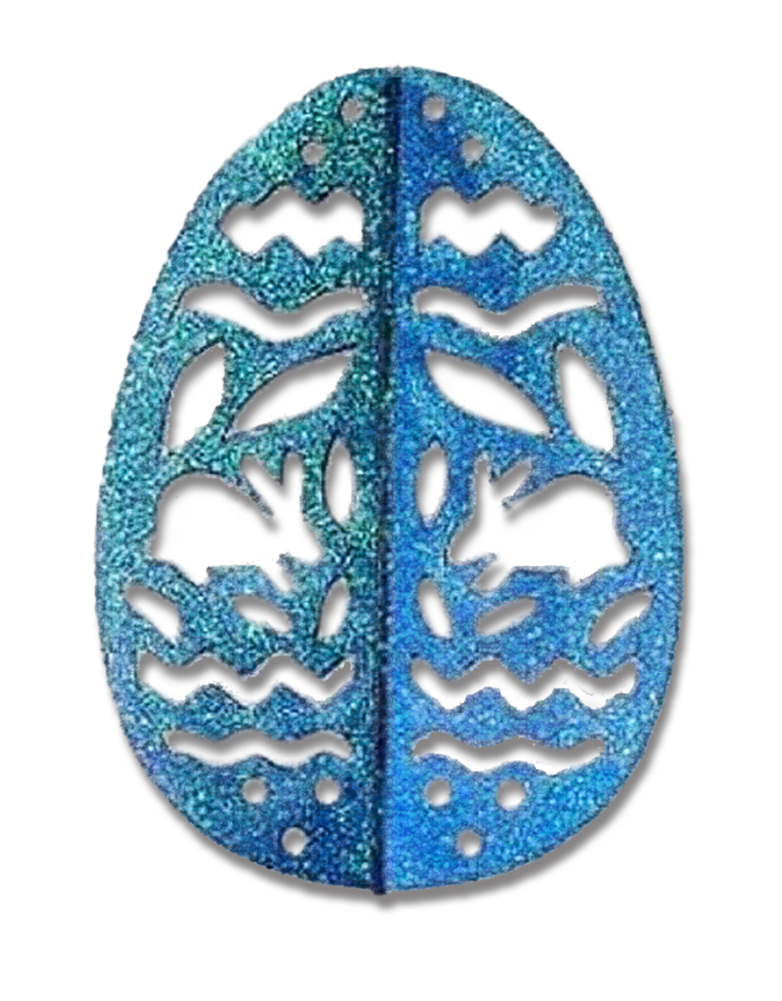 Katherine's Collection Easter Egg Ornament Glittered Laser Cut Blue