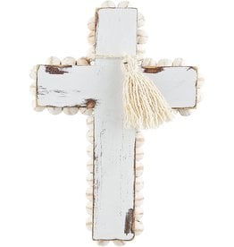 Mud Pie Beaded Wood Cross With Tassel 6.5 Inch