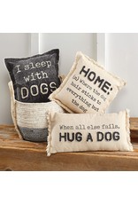 Mud Pie Washed Canvas Pillow When All Else Fails Hug A Dog 7x14 Inch
