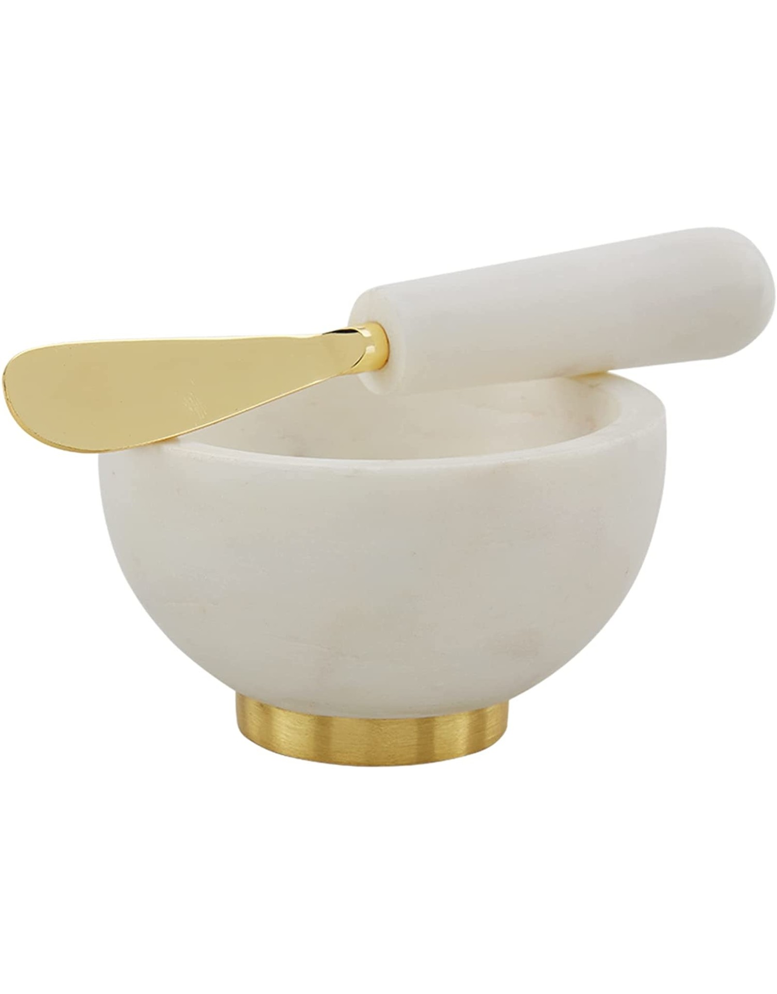 Mud Pie Marble Dip Bowl Set With Spreader In White And Gold
