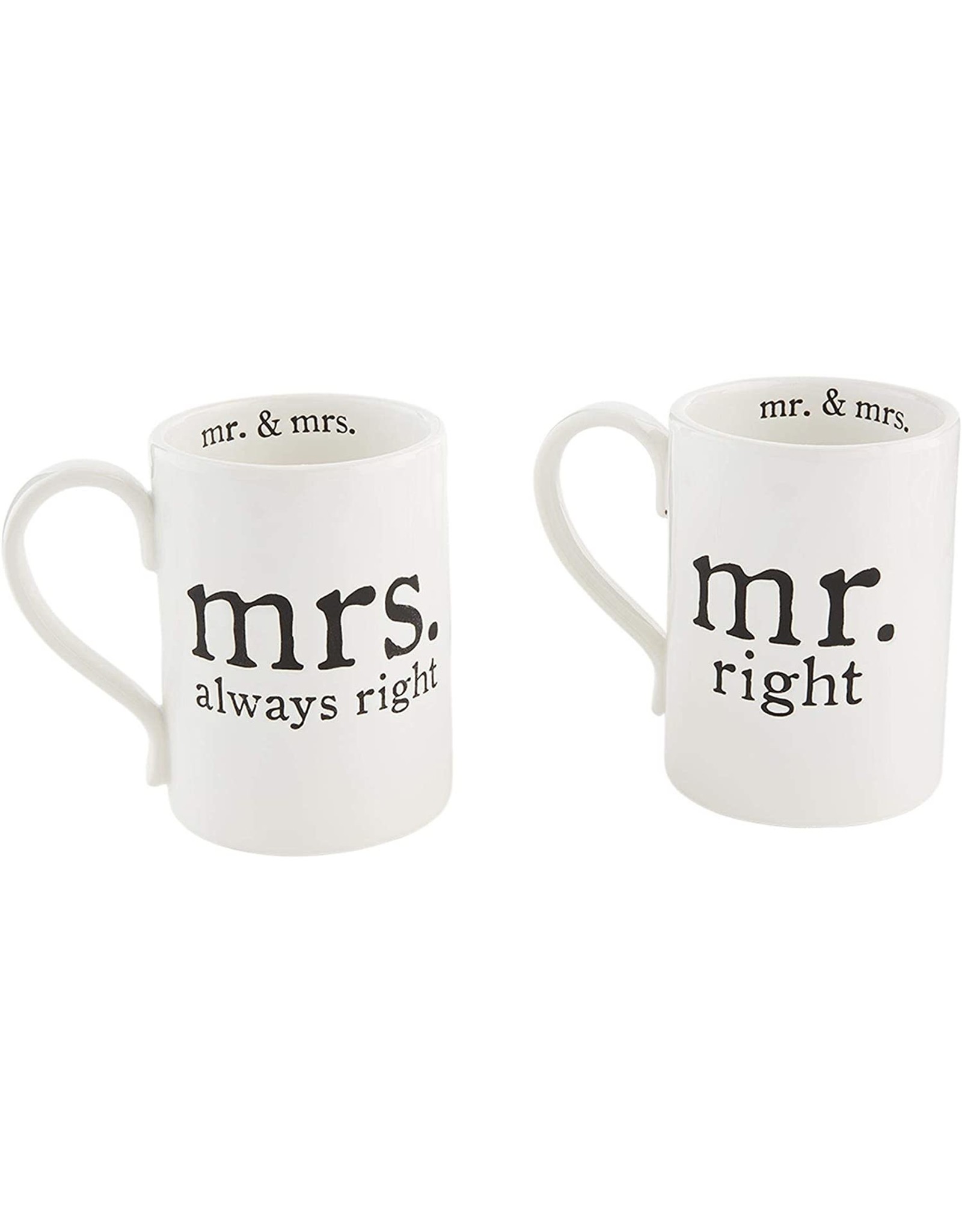 Mud Pie Mrs Always Right And Mr Right Coffee Mugs Set 18 Oz