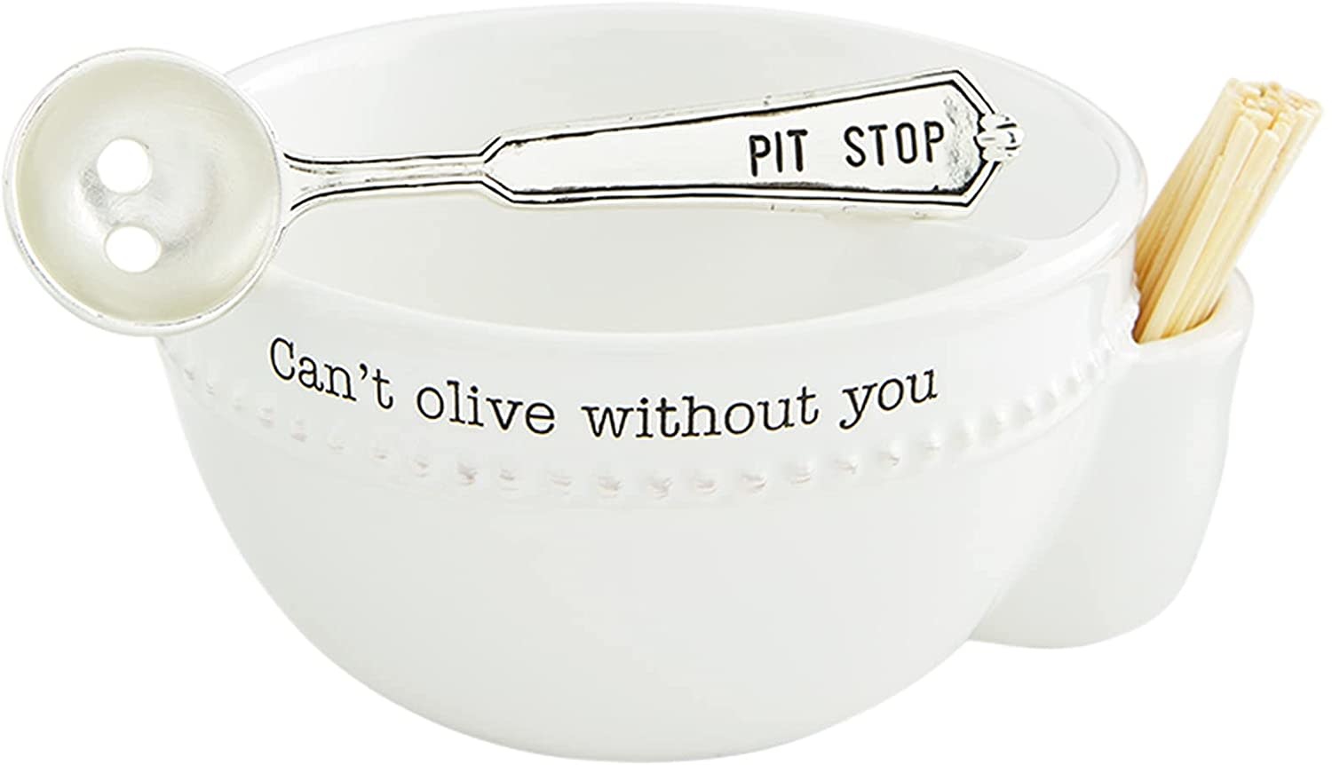 Mud Pie Olive N Pit Bowl With Olive Spoon Set Cant Olive Without You