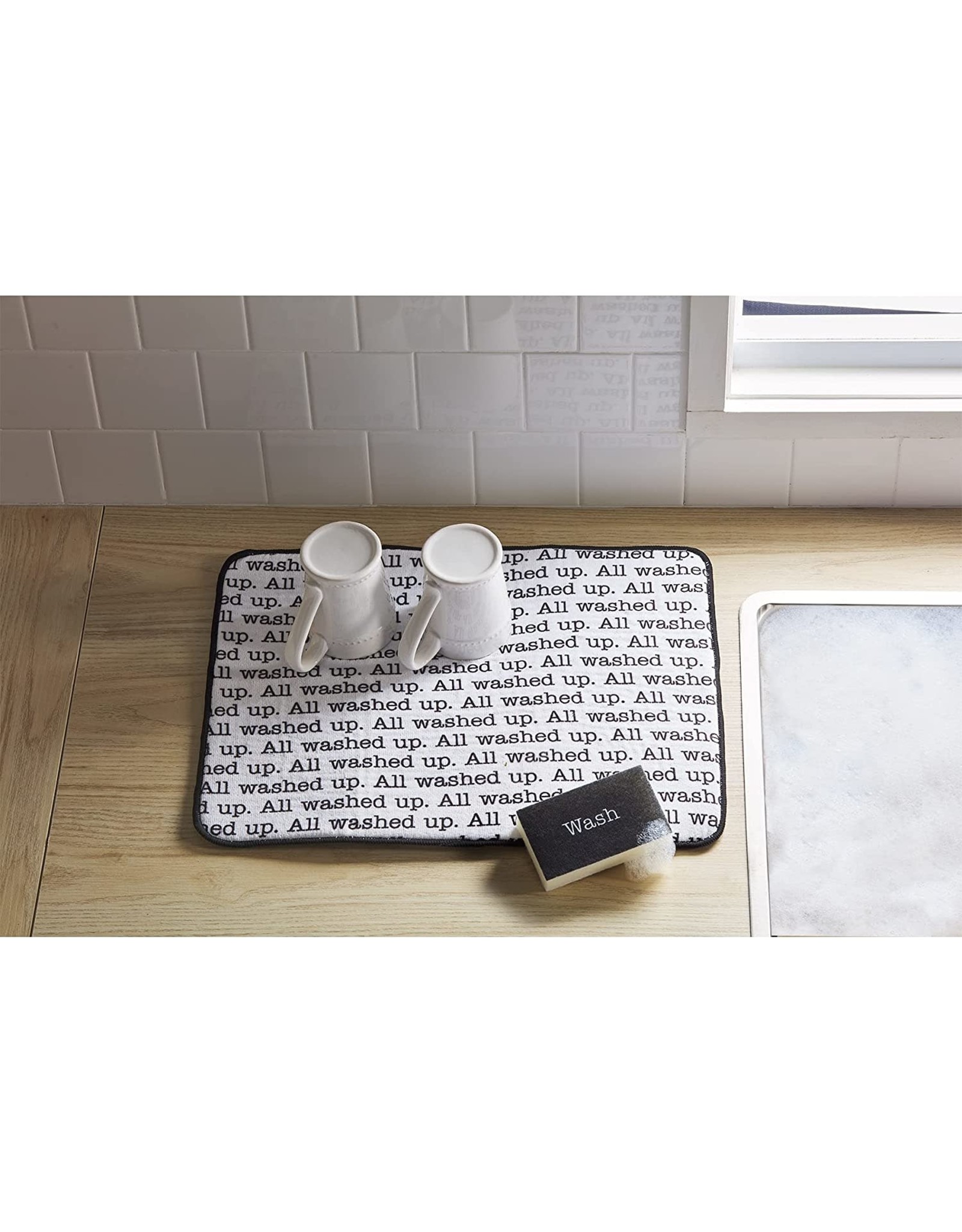 Mud Pie Drying Mat And Sponge Set All Washed Up Dish Mat w WASH Sponge