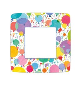 Caspari Square Paper Salad-Dessert Plates 8pk Balloons And Confetti