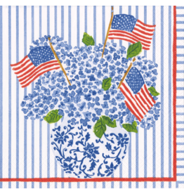 Caspari Paper Cocktail Napkins 20 ct Flags And Hydrangeas