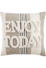 Mud Pie Enjoy Today Striped Pillow 18 Inch Square Pillow
