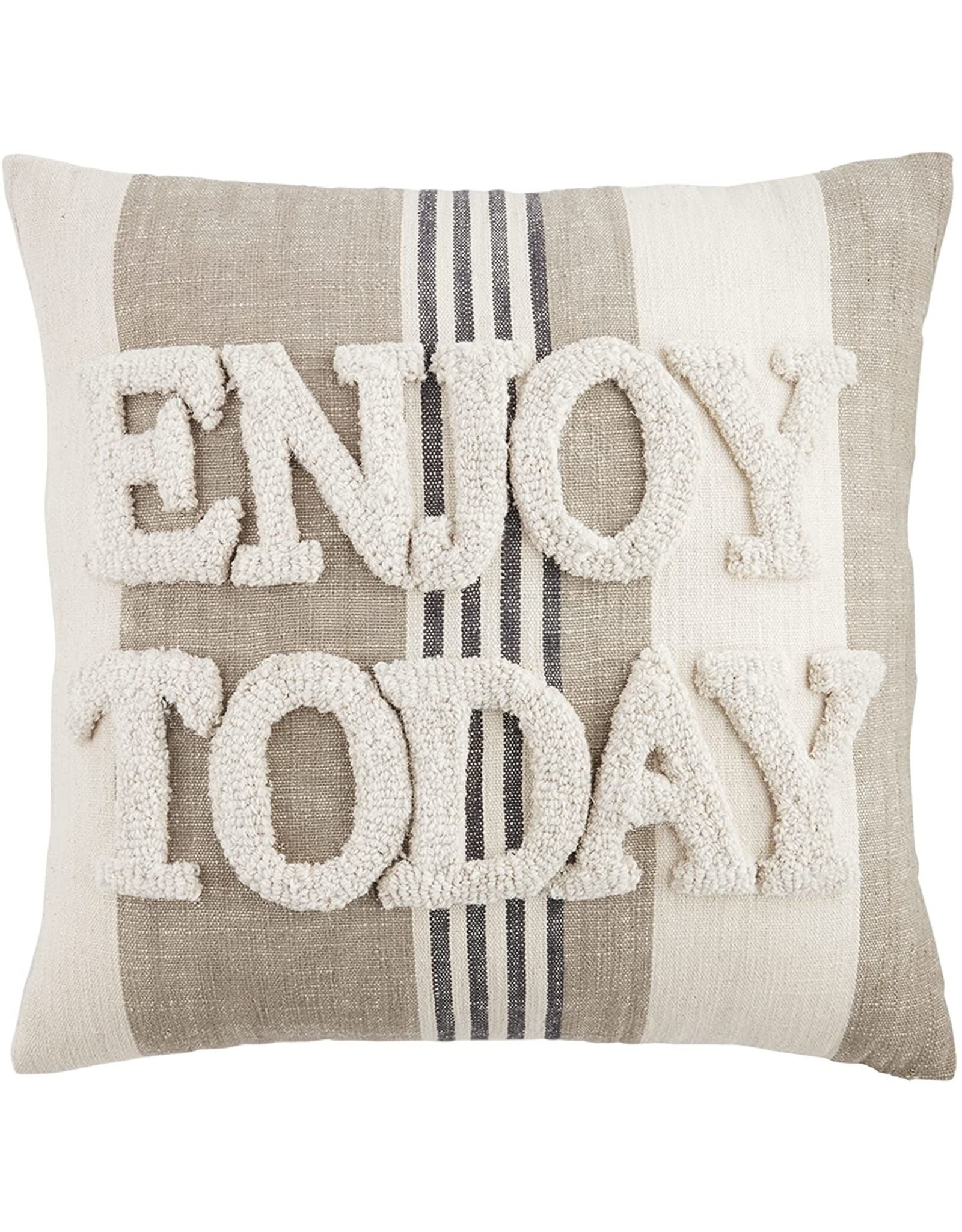 Mud Pie Enjoy Today Striped Pillow 18 Inch Square Pillow