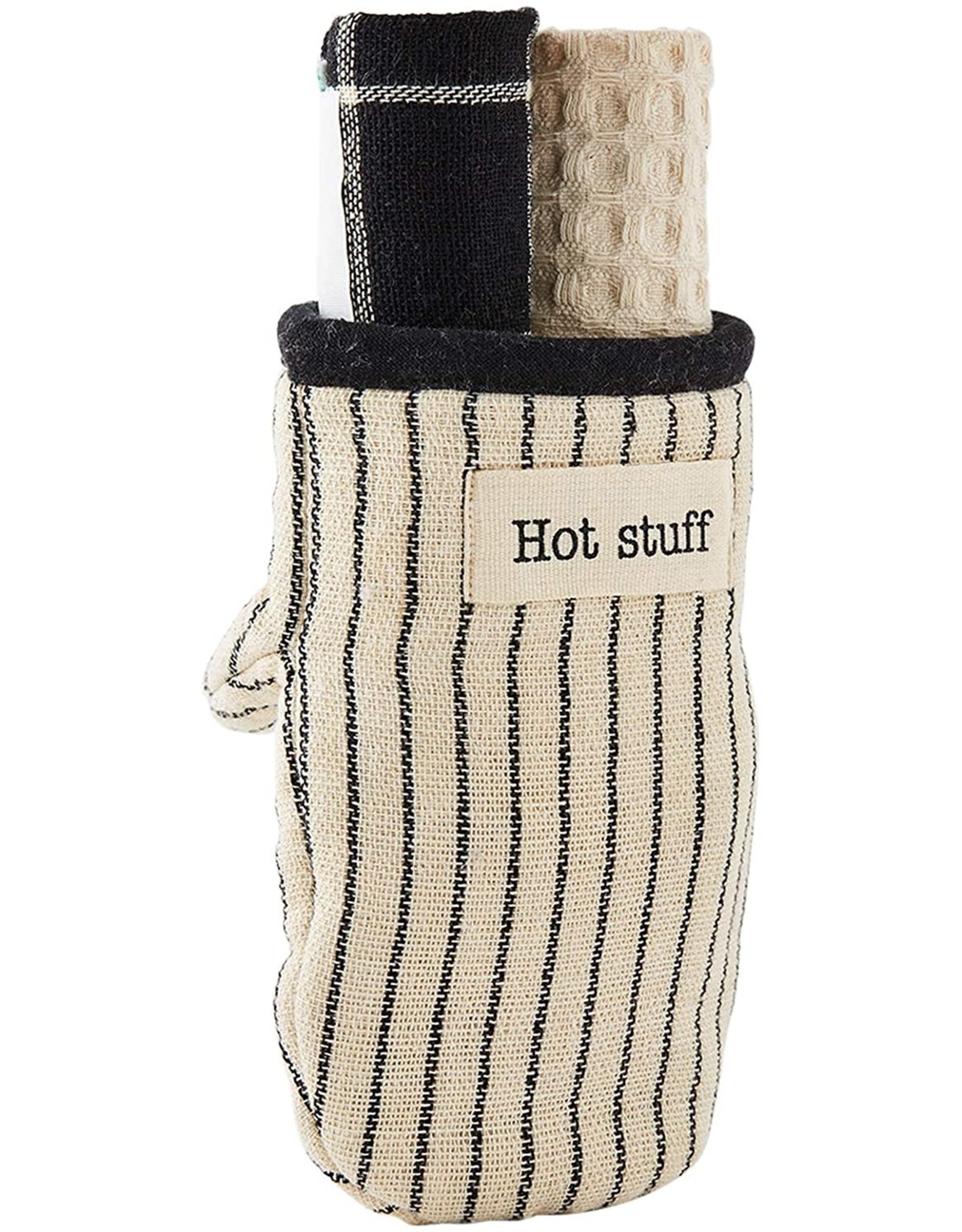 Mud Pie Hot Stuff Oven Mitt and Dish Towels Set - Digs N Gifts