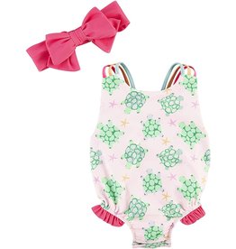 Mud Pie Little Girls Turtle Swimsuit Set 12-18 Months