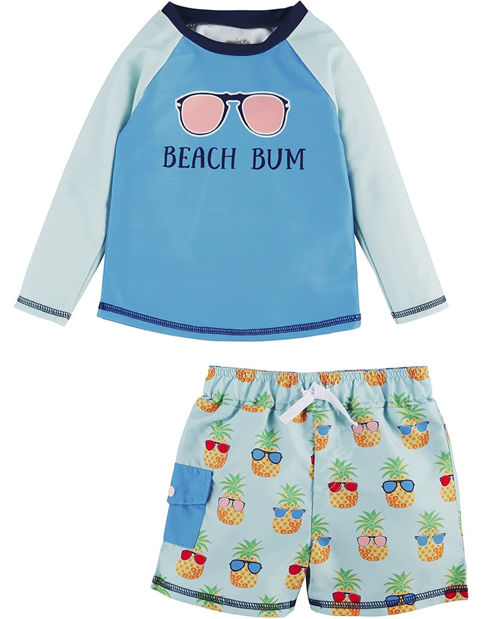 Mud Pie Little Boys Beach Bum Rash-guard Swimsuit Set MD 2T-3T