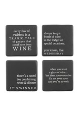 Mud Pie Funny Wine Humor Coasters Set of 4 Assorted - Raisins