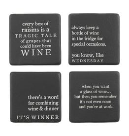 Mud Pie Funny Wine Humor Coasters Set of 4 Assorted - Raisins