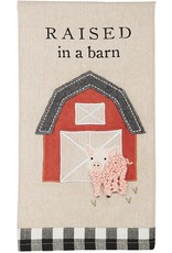 Mud Pie Pig Applique Hand Towel RAISED In A Barn