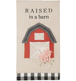 Mud Pie Pig Applique Hand Towel RAISED In A Barn