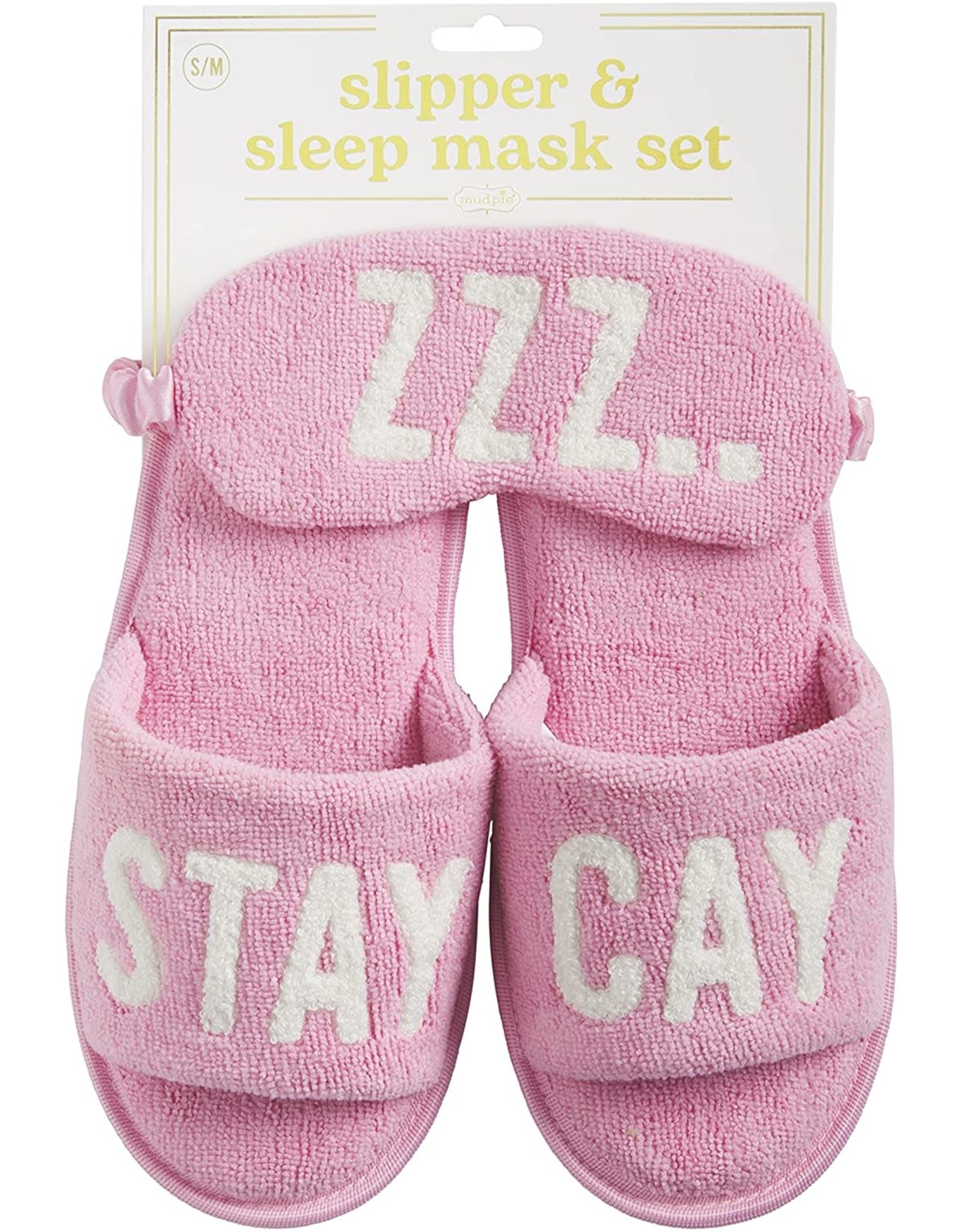 Mud Pie Womens Slippers And Sleep Mask Set Pink SM-M