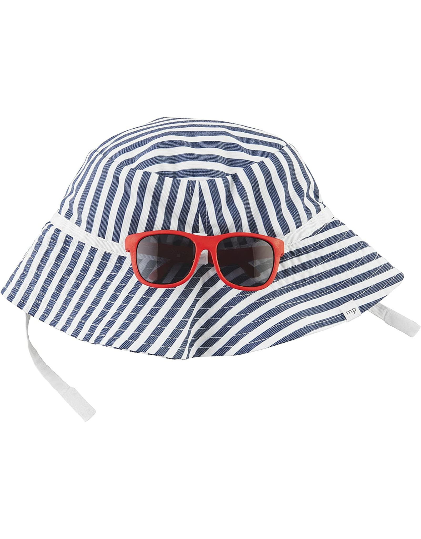 Mud Pie Toddler Blue Stripe Sun Hat and Sunglass Set 6-18M