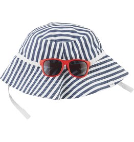 Mud Pie Toddler Blue Stripe Sun Hat and Sunglass Set 6-18M