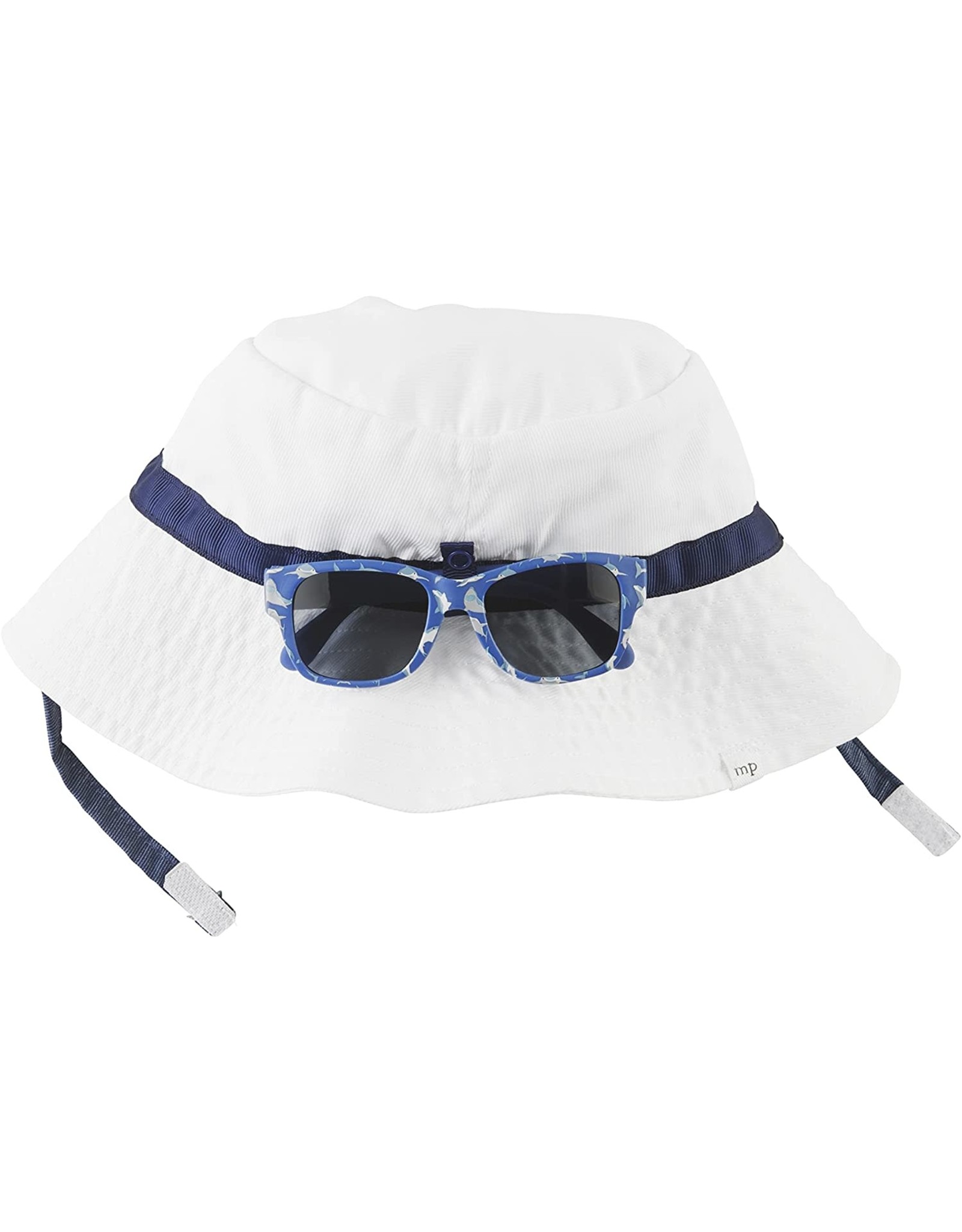 Mud Pie Toddler White Sun Hat and Sunglass Set 6-18M