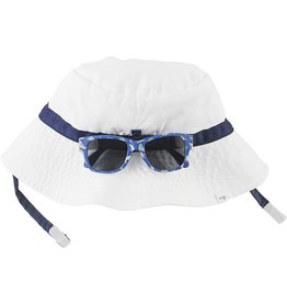 Mud Pie Toddler White Sun Hat and Sunglass Set 6-18M