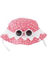 Mud Pie Toddler Pink Scallop Bucket Sun Hat and Sunglass Set 6-18M