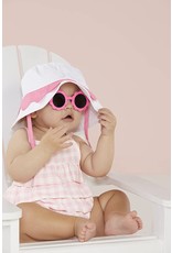 Mud Pie Toddler White Scallop Bucket Sun Hat and Sunglass Set 6-18M