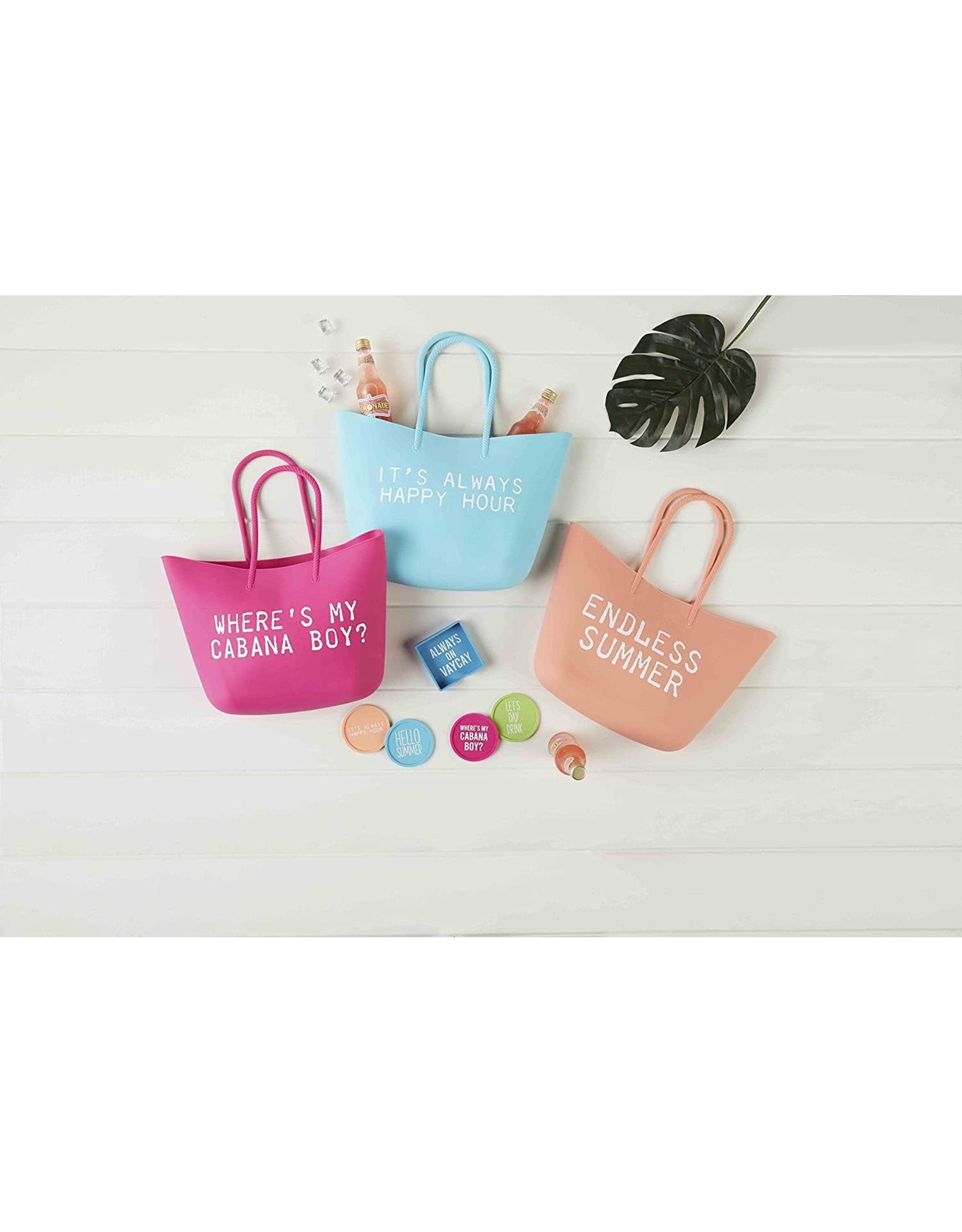 Mud Pie Coral Silicone Cooler Tote Reversible  Endless Summer or Solid