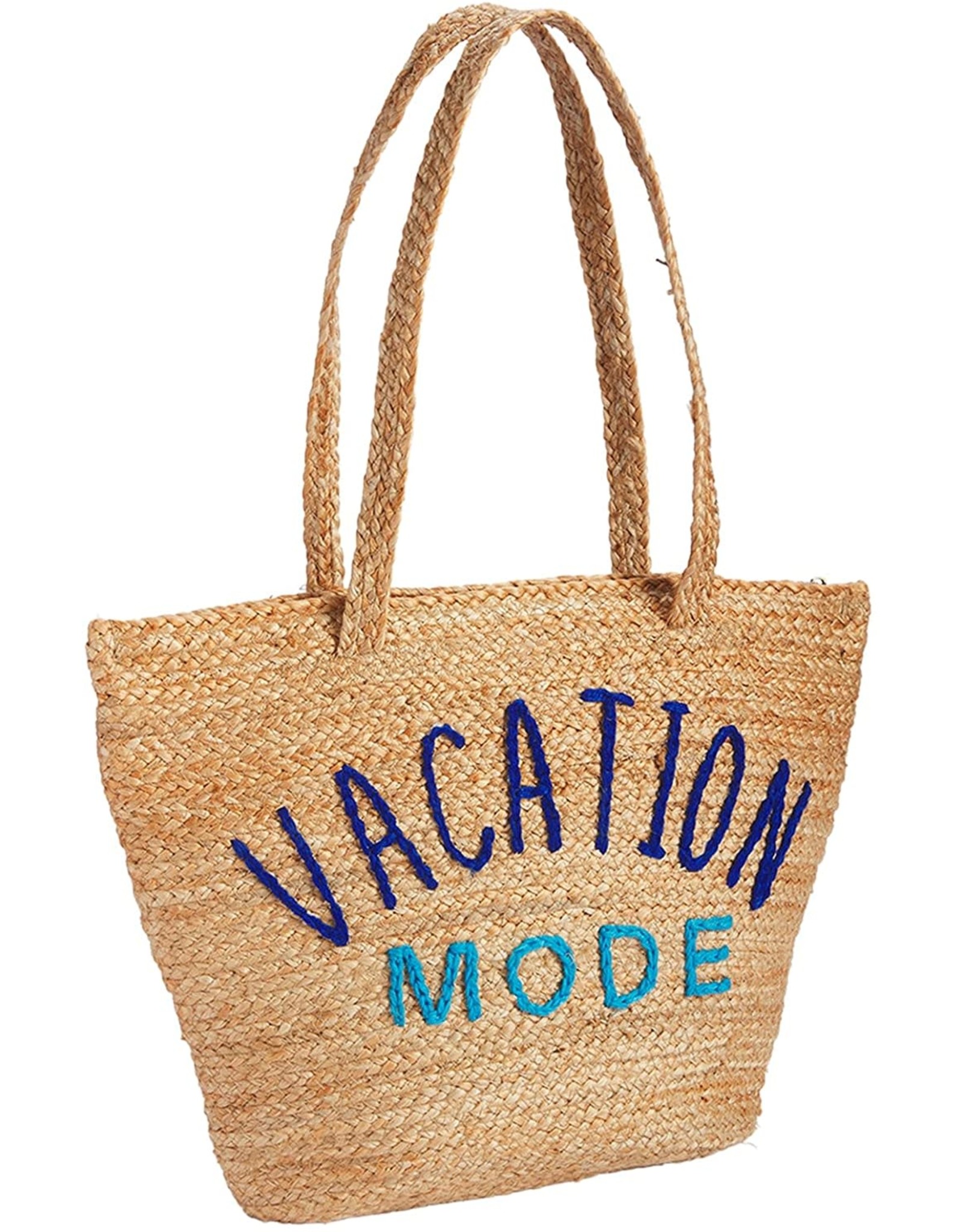 Mud Pie Jute Cooler Tote Vacation Mode