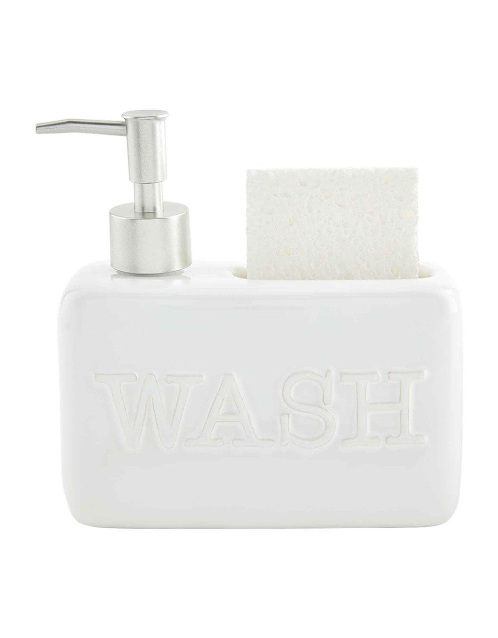 Mud Pie WASH Soap Pump And Sponge Holder Caddy Set