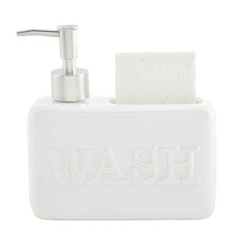 Mud Pie WASH Soap Pump And Sponge Holder Caddy Set